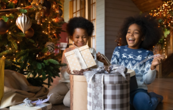 Children opening presents