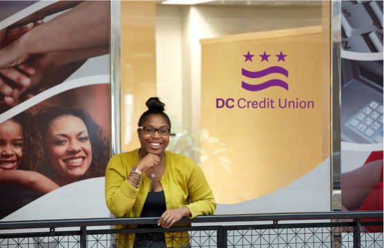 Member standing in DC Credit Union 